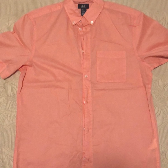H&M Men’s Peach Dress Shirt Short sleeves - Picture 1 of 2